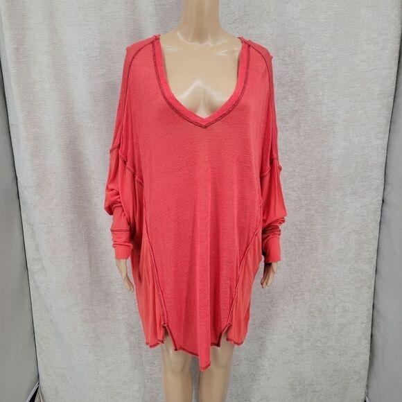 We the Free Oversized Vneck Dolman Sleeve Tunic Dress Linen Blend - Picture 12 of 12